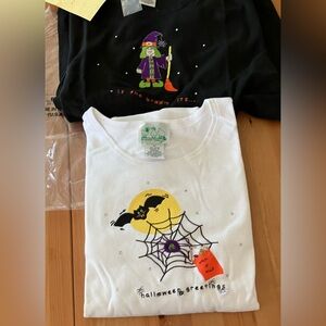 QVC NWT 2 pack Halloween Witch and Bat Costume Shirts - Black and White 2x long